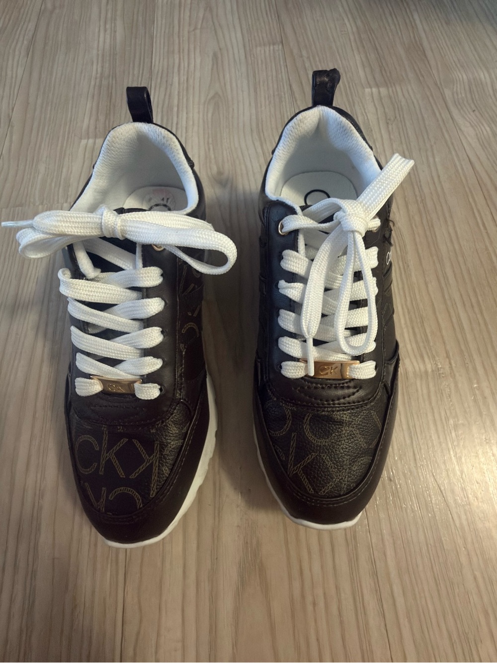 Calvin Klein Black Logo Low-Top Sneakers with White Accents